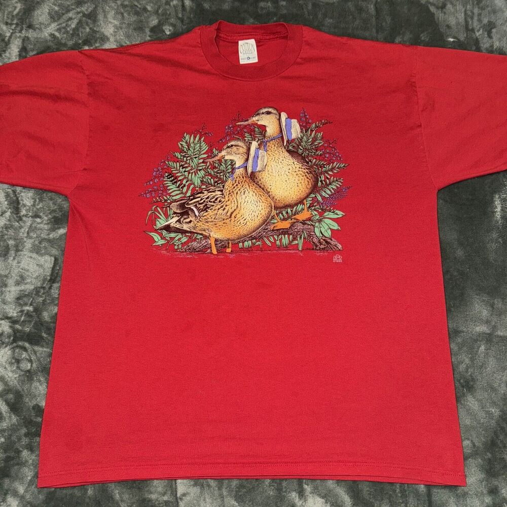 Cotton Grove T Shirt Women's XL Red Duckling Tee 90s Graphic Print Grandma Core